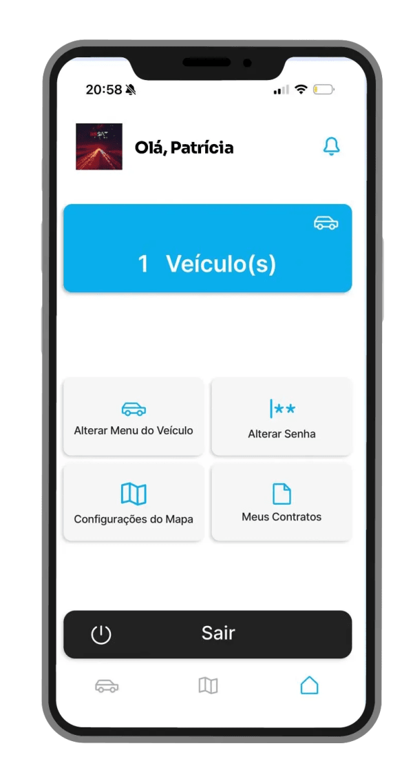 Tela do aplicativo Lógica Monitoramento utilizado pela RS SAT